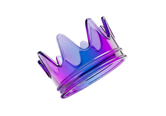 Shiny Glass Crown with Purple and Blue Gradient, Symbolizing Royalty, Power, and Success