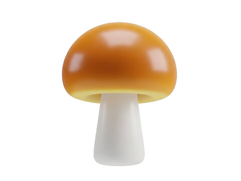 Illuminated mushroom-shaped lamp on a white surface