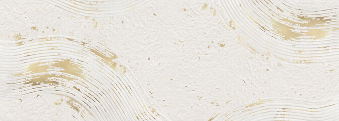 和風の背景素材。白地の和紙に流れるような曲線のエンボス加工と金箔をあしらったデザイン。(ベクター、イラスト)