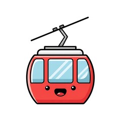Red Cable Car Illustration Simple Design.