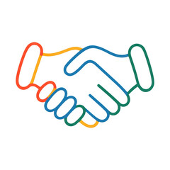 Obraz premium PNG Colorful handshake line art