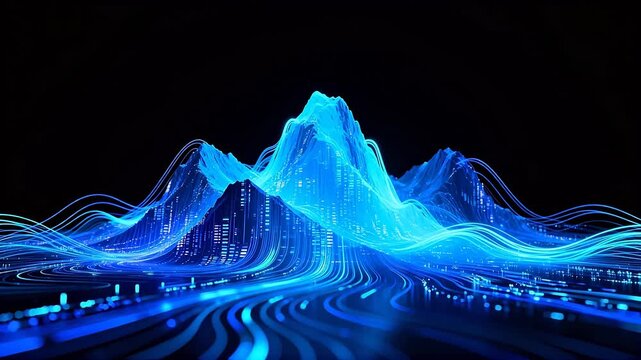 Blue digital mountain landscape