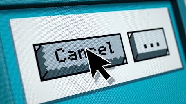 Computer screen displaying cancel button
