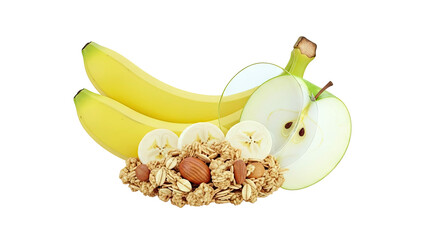 Granola with Bananas, Apple, and Nuts