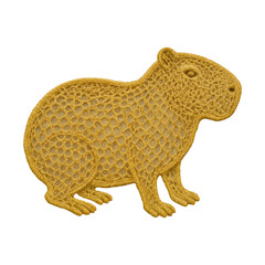 Obraz premium PNG Intricate lace capybara embroidery design.