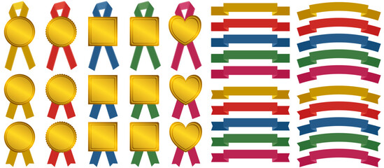 目を引く可愛くてシンプルなメダルのイラストのセット