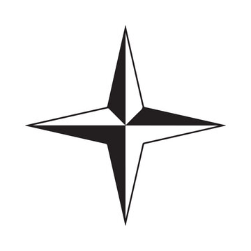 Simple black and white compass rose illustration with four cardinal directions