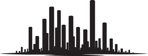 City Skyline Silhouette at Night with Tall Buildings