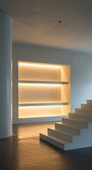 Stairway Luminosity: A Modern Minimalist Interior
