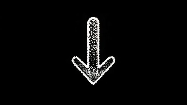 Abstract Downward Arrow Animation with Particles on Black Background