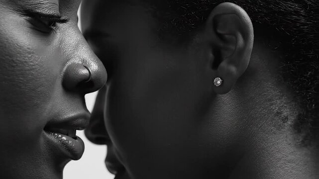 Closeup of two faces in intimate pose