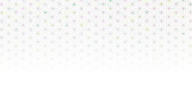 和柄の麻の葉模様の背景素材 重ねて使える透過デザイン 緑とピンクのナチュラルグラデーション