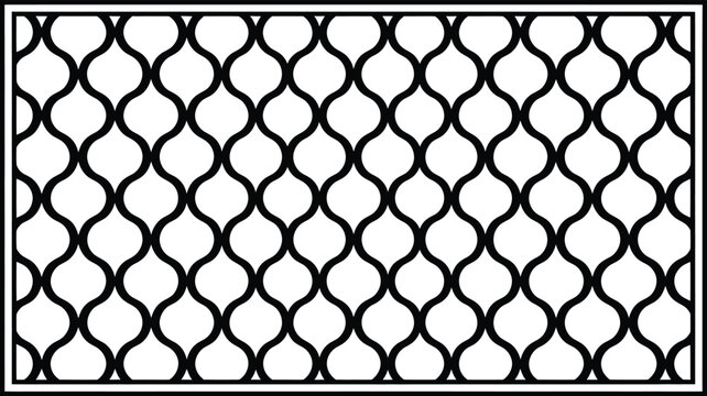 Elegant geometric fence pattern with flowing black bars on checkerboard background