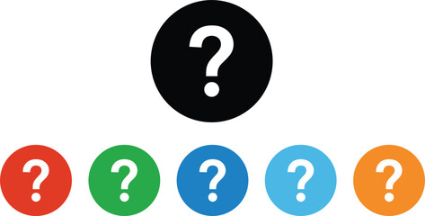 Obraz premium Colorful question mark icons set representing help support faq inquiry problem solving and information concept symbols