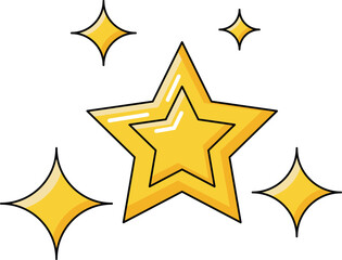 Obraz premium Golden Star Icon with Sparkles on Black Background