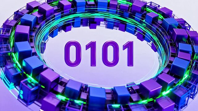 Circular arrangement of colorful cubes with binary code