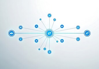 Abstract Futuristic Network Connections and Data Flow Digital Communication Concept With Nodes and Lines on Light Background