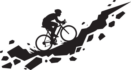 Obraz premium Cyclist Riding Downhill on a Mountain Bike Trail Silhouette