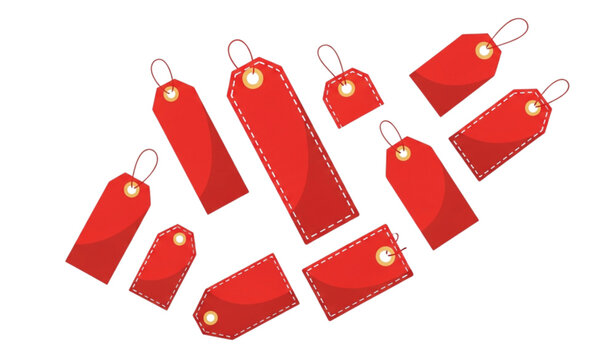 Sale Price Tags Red Label Vector Set for Retail Promotion
