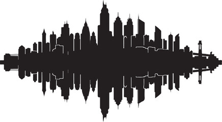 Obraz premium New York City Skyline Silhouette Sound Wave Graphic Design