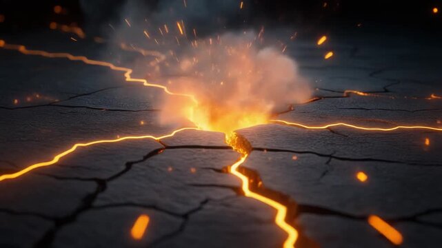 地面ひび割れ発光と噴火風敵出現前動画