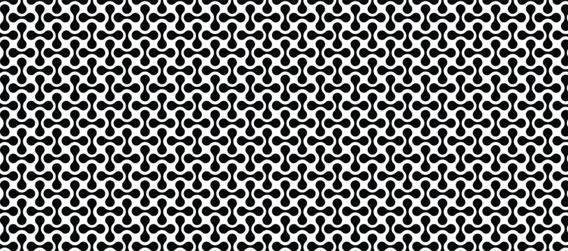 seamless black and white abstract geometric pattern featuring interlocking curved shapes for modern background design