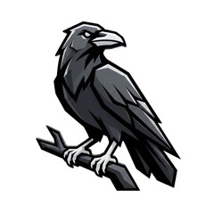 Dark Crow Raven Perched 3D Mascot Branding