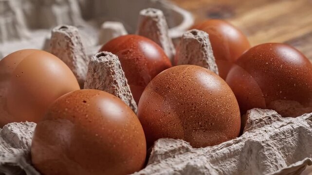 Brown eggs in a carton
