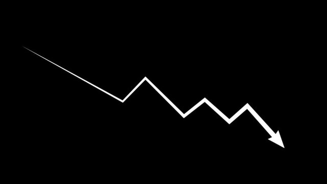 Cost reduction business finance concept on black background . Businessman cost reduction icon with down arrow for budget management and cost management.