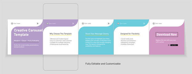 Set of LinkedIn carousel post, social media Instagram carousel post, modern and editable business carousel template design © Tarek Digital