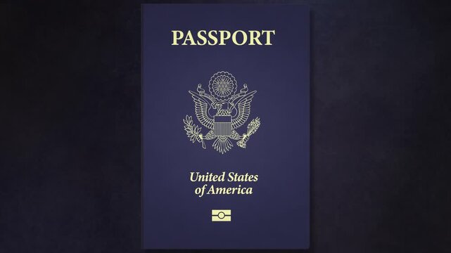 US passport photo displayed on dark background with eagle emblem
