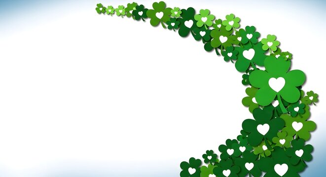 St patricks day shamrocks and hearts green holiday background