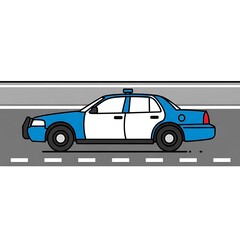 Police Car Illustration on Roadway.