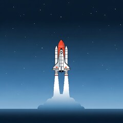 Obraz premium Space Shuttle Launching into the Stars.