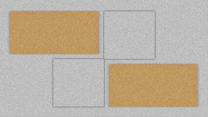 Fototapeta premium Corkboard rectangles on grey textured paper background
