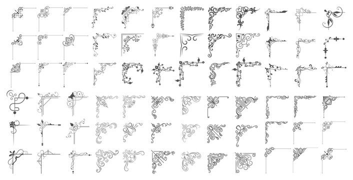 Vector illustration of decorative corner frame set. Vintage corner set. vector frame corners