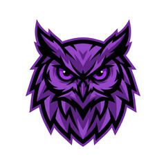 Purple Owl Head Wise Mascot eSports Logo