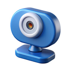 Blue webcam on stand