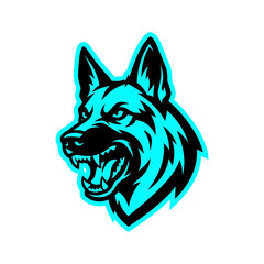 Neon Cyber Wolf Head Mascot eSports Team