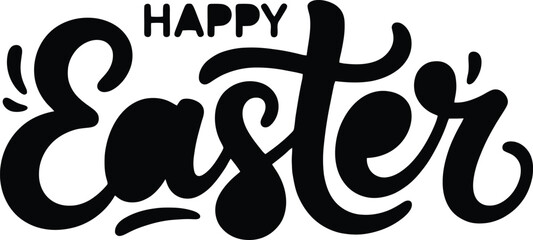 Happy Easter Hand Drawn Calligraphy Black and White Typography