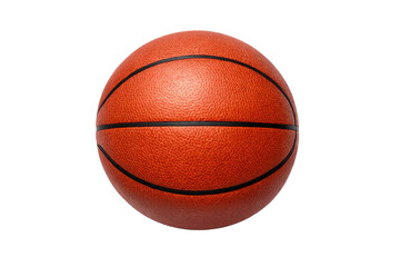 Fototapeta premium Basketball ball with classic orange pebbled texture and black seams on a transparent background