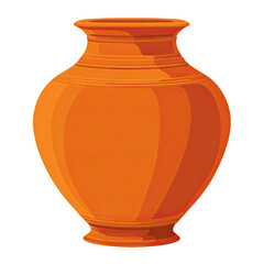 A simple, orange-hued, ceramic vase with a traditional, rounded form, set against black