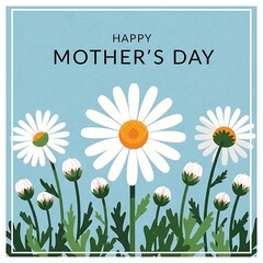 Minimalist Mothers Day Card Light Blue Textured Background