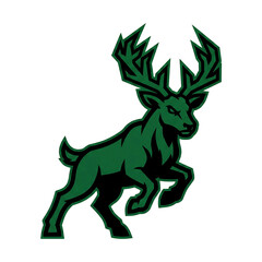 Majestic Green Deer Buck Mascot Wildlife Logo