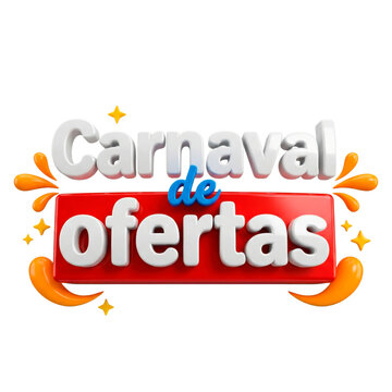 Carnaval de Ofertas 3D promotional text seal for sales and discounts.