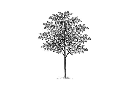 Indian Rosewood Hand Drawn Illustration Vector by AZ for Books, Arts, Design and Decoration Graphic Asset