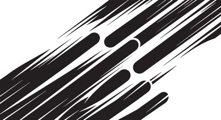 Abstract black brush strokes on white background illustration art