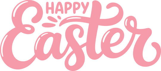 Happy Easter hand lettering, festive spring greeting, isolated on white