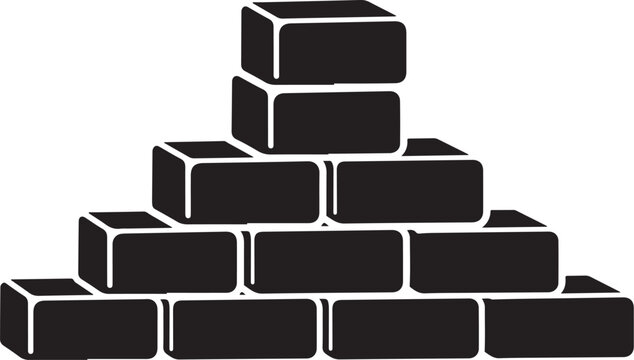 Black bricks stacked in a pyramid shape illustration