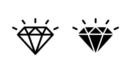 Diamond icon set vector. diamond gems sign and symbol